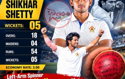 ರಣಜಿ ಟ್ರೋಫಿಯಲ್ಲಿ ಎಡಗೈ ಸ್ಪಿನ್ನರ್ ಶಿಖರ್ ಶೆಟ್ಟಿ ಮ್ಯಾಜಿಕ್: ತ್ರಿಪುರಾ ವಿರುದ್ಧ 5 ವಿಕೆಟ್ ಕಬಳಿಸಿ ಮಿಂಚಿದ ಕರ್ನಾಟಕದ ಬೌಲರ್!
